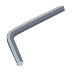 Hex key tool, hand drawn flat vector illustration.