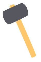 Rubber mallet tool, hand drawn flat vector illustration.