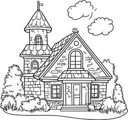 Obraz premium Community center coloring book vector design, Community center vector graphic