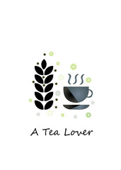 Print Tea or Coffee lover mobile wallpaper background in black and white background vector eps 10 wallpaper, fabric, textile cards, covers ,banners ,branding .