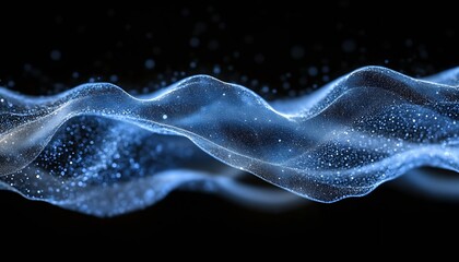 Beautiful abstract wave pattern with glowing particles on a dark background for stunning visual effects : Generative AI