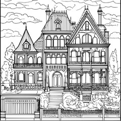 Obraz premium Packing house coloring book vector design, Packing house vector illustration