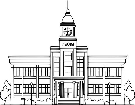 Police station coloring book vector design, Police station illustration art