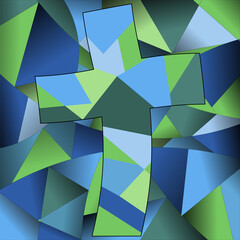 Fototapeta premium Abstract Cross in Stained Glass Style. Vector cross.with colorful abstract background