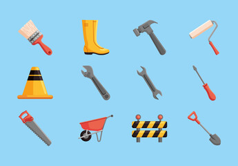 Colorful Industrial Construction Equipment Design Set