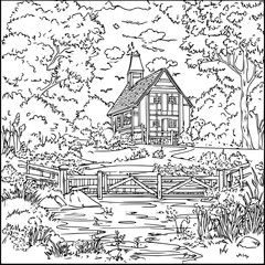 Obraz premium Mill coloring book vector design, Mill vector illustration