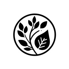Minimalist Nature Logo: Leafy Branch Within Circle