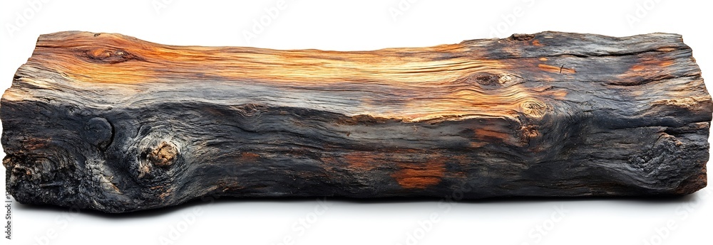 Leinwandbilder rustic weathered wood log isolated on white background natural texture and pattern for design elemen