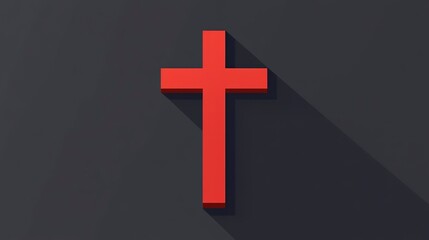 Obraz premium Minimalist flat icon of a red cross designed with clean lines suitable for various applications