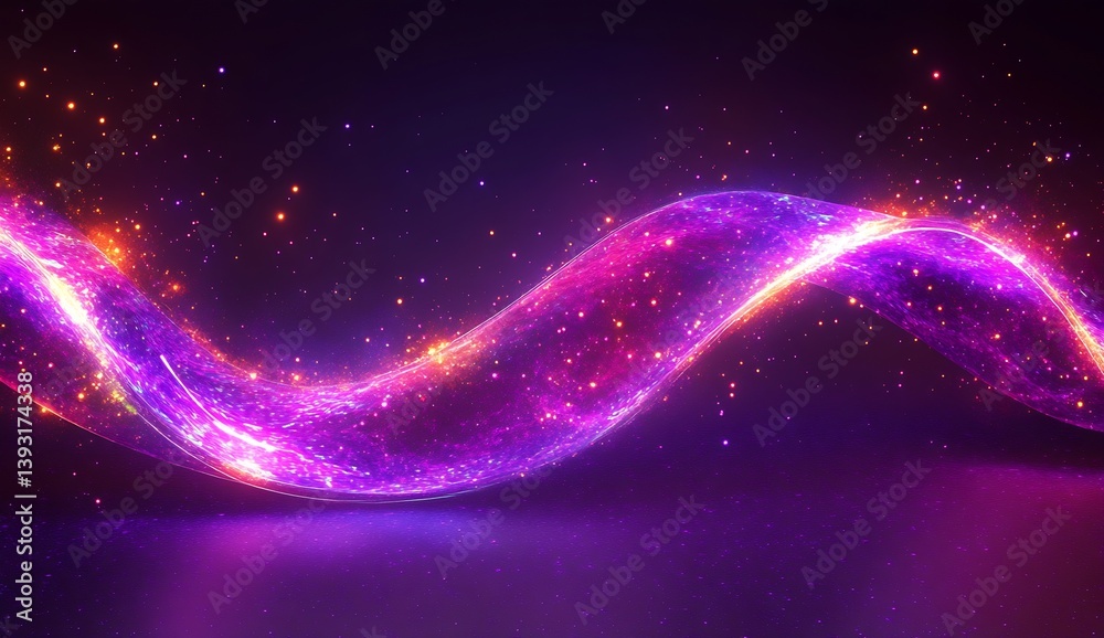 Leinwandbilder brilliant flowing wave of luminous colors and magical light particles in space : generative ai