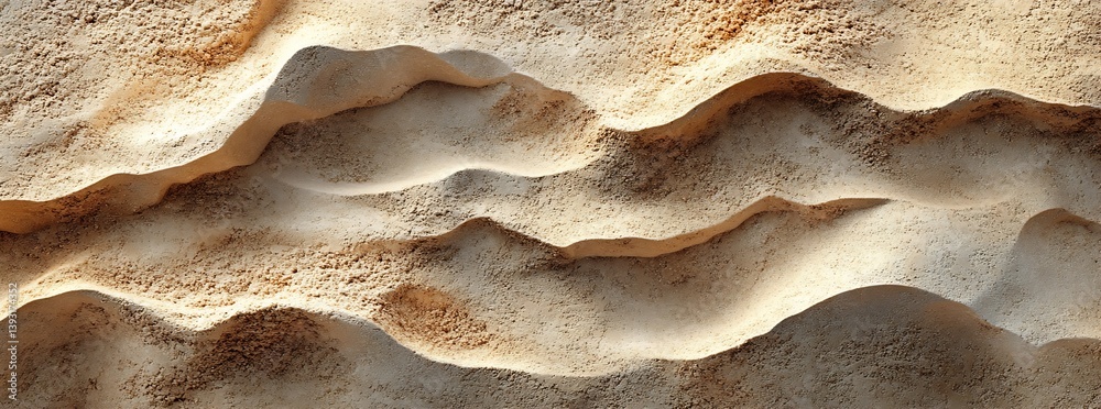 Aufkleber Abstract Desert Sandscape Texture Aerial View of Smooth Dunes and Shadows in Golden Light for Backgrounds : Generative AI
