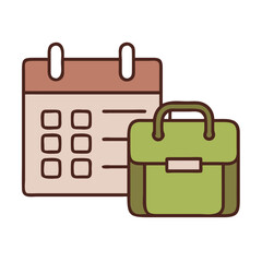 Vector icon of a briefcase and calendar in minimalist style representing work schedule and portfolio management