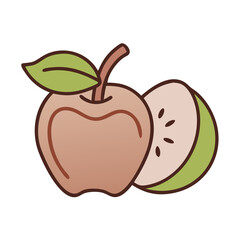 Simple vector icon of an apple fruit in flat style representing health, food, or education.