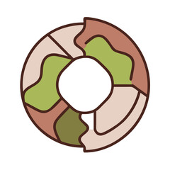 Vector line icon of a circular diagram in black and white represents data analysis or process cycle.