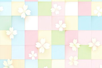 Soft Pastel Background with Cherry Blossom Overlay in Gentle Colors