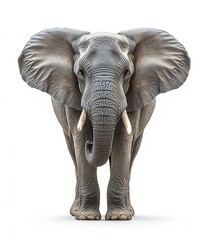 Obraz premium Majestic African Elephant Portrait on White Background Closeup of an Elephant Wildlife Animal : Generative AI