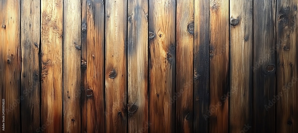 Poster rustic wood texture background dark brown wooden planks with visible grain and knotts natural materi
