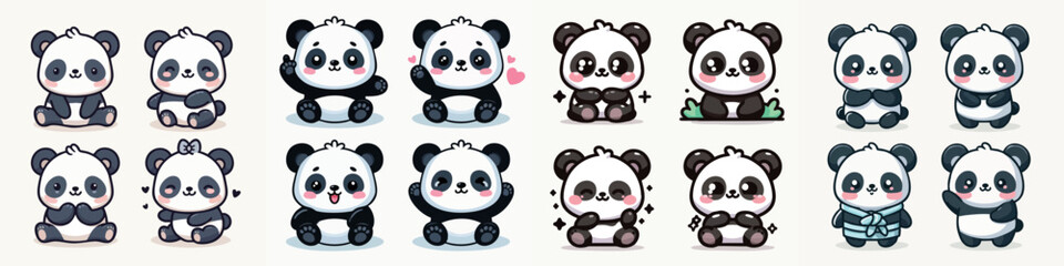 cute cartoon vector collection of a panda © Mariposa1818