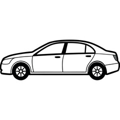 Sleek Sedan Line Art Icon High-Quality Vector for Digital & Print
