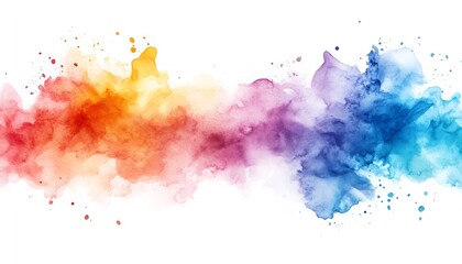 Vibrant watercolor splash showcasing vivid colors blending from orange to blue in a smooth gradient : Generative AI
