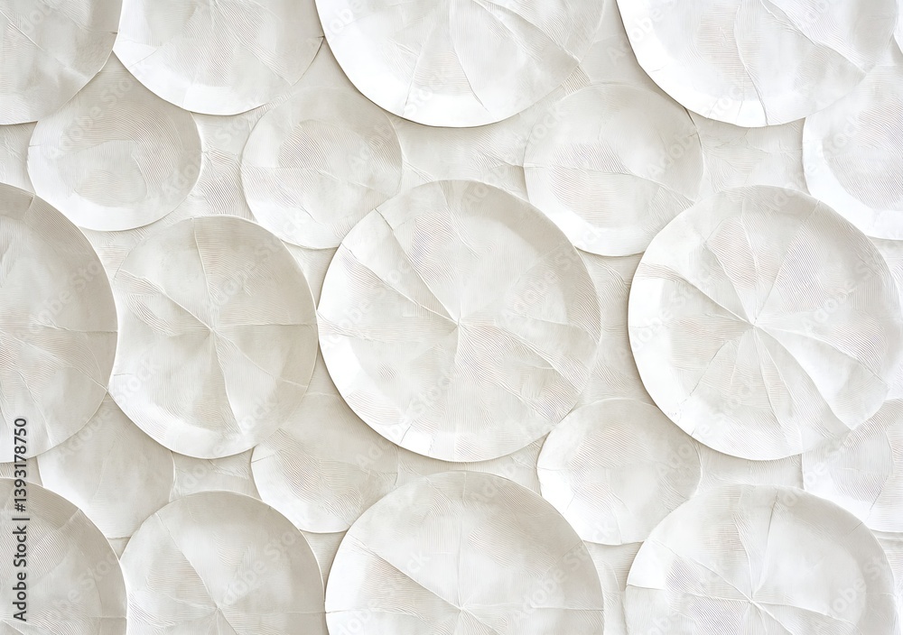 Leinwandbilder Textured White Paper Circles Abstract Background with Subtle Patterns for Elegant Designs and Creative Projects : Generative AI
