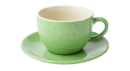 Isolated Green Cup and Saucer