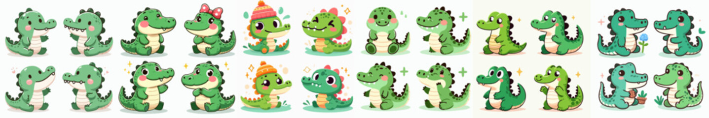 Komodo silhouette collection with white background