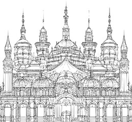 Obraz premium Exhibition center coloring book vector design, Exhibition center vector illustration