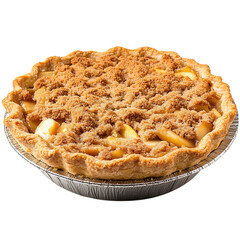 A Freshly Baked Dutch Apple Pie with Crumb Topping Isolated on Transparent Background