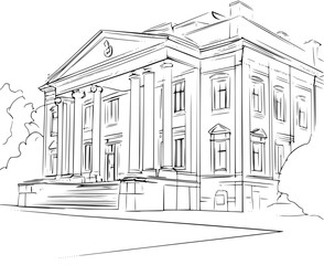 Historical building coloring book vector design, Historical building vector graphic