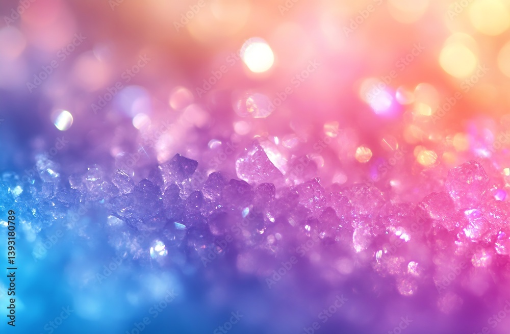 Poster Abstract Macro Photograph of Colorful Crystals Displaying Holographic Iridescent Effects and Gradient Tones : Generative AI