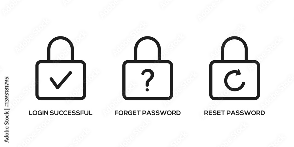 Wall mural forget password icon. reset password icon. login icon. account protection, security key, and wrong p