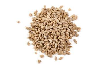 Sunflower Seeds Kernels Isolated on White Background.