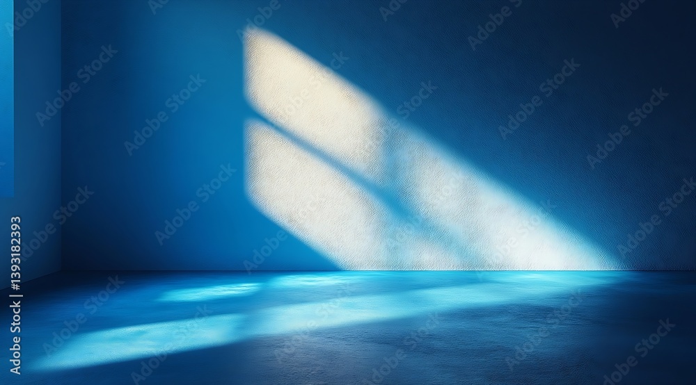 Poster blue room light play minimalist interior design sunlight and shadow contrast modern architecture emp