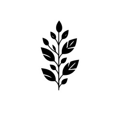 Minimalist Black Plant Logo on White Background, Botanical Illustration