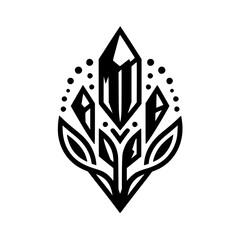 Obraz premium Minimalist Black and White Crystal Logo Design