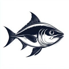Obraz premium Detailed depiction of a fish showcasing its unique features and anatomical structure in a minimalist style