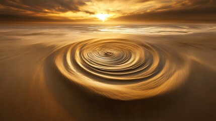 Beach Sand Vortex at Sunset Golden Hour Abstract Nature Photography