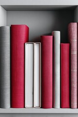 Naklejka premium A collection of architectural books and journals, stacked neatly on a shelf - learning stacked old-fashioned library interior