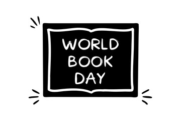 Creative World Book Day illustration with a bold open book and hand drawn typography, perfect for promoting reading and education awareness