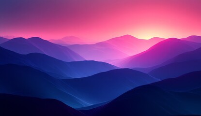 Fototapeta premium Mesmerizing Mountain Range at Dusk with Ethereal Light and Soft Gradient Colors : Generative AI
