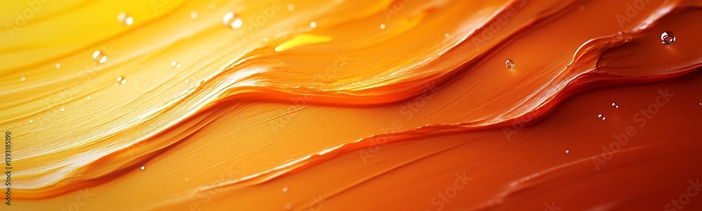 Poster abstract orange and yellow swirls liquid paint texture vibrant color background modern art design fl