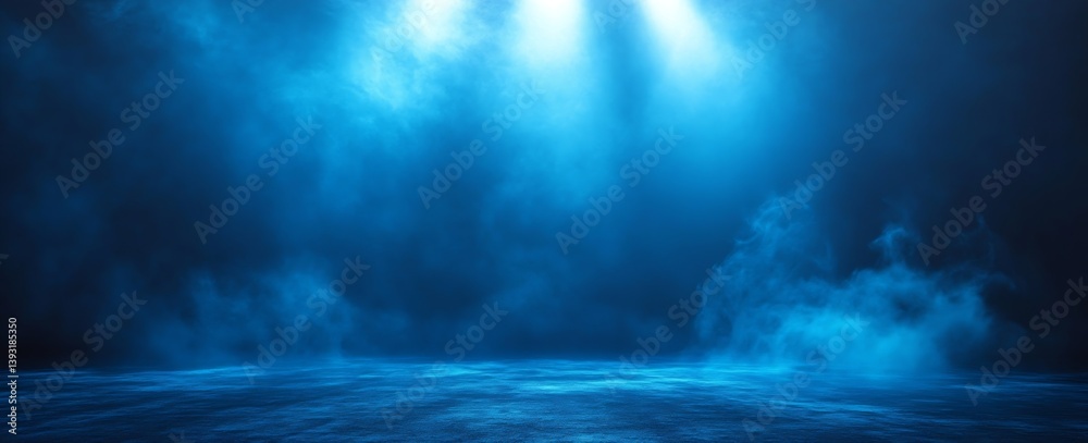 Aufkleber abstract blue mist background with stage lighting deep blue studio backdrop for dramatic visuals and
