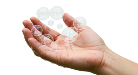 Isolated Hand with Bubbles