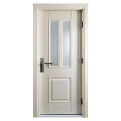 White Interior Door with Frosted Glass Panels and Modern Handle