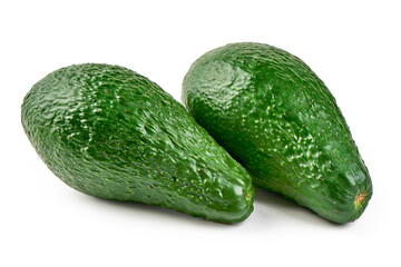 Fresh Ripe Avocados Isolated on White Background.