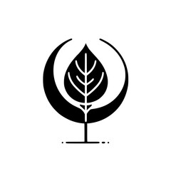 Minimalist Leaf Logo: Black & White Design Concept