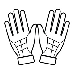 Obraz premium Minimalist Soccer Goalkeeper Gloves Outline Vector Illustration for Sports 