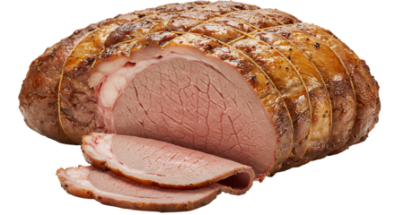 Deliciously cooked meat with juicy slices perfect for culinary presentation