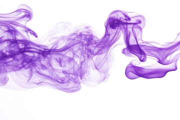 Abstract purple smoke flowing smoothly against a white background creating a soft and dreamy effect